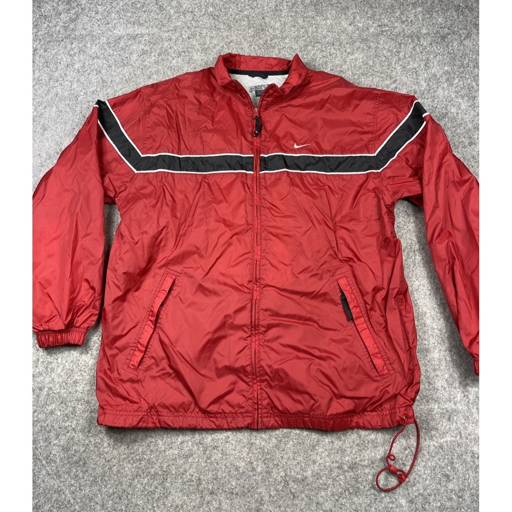 Vintage 90s Nike Jacket Full Zip Jacket Mens Medium Red Black White Stripe